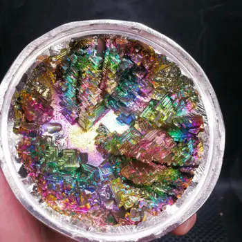 Prírodné krásna Dúha Bizmutu Kovové Ingot Crystal Geode minerálne vzor